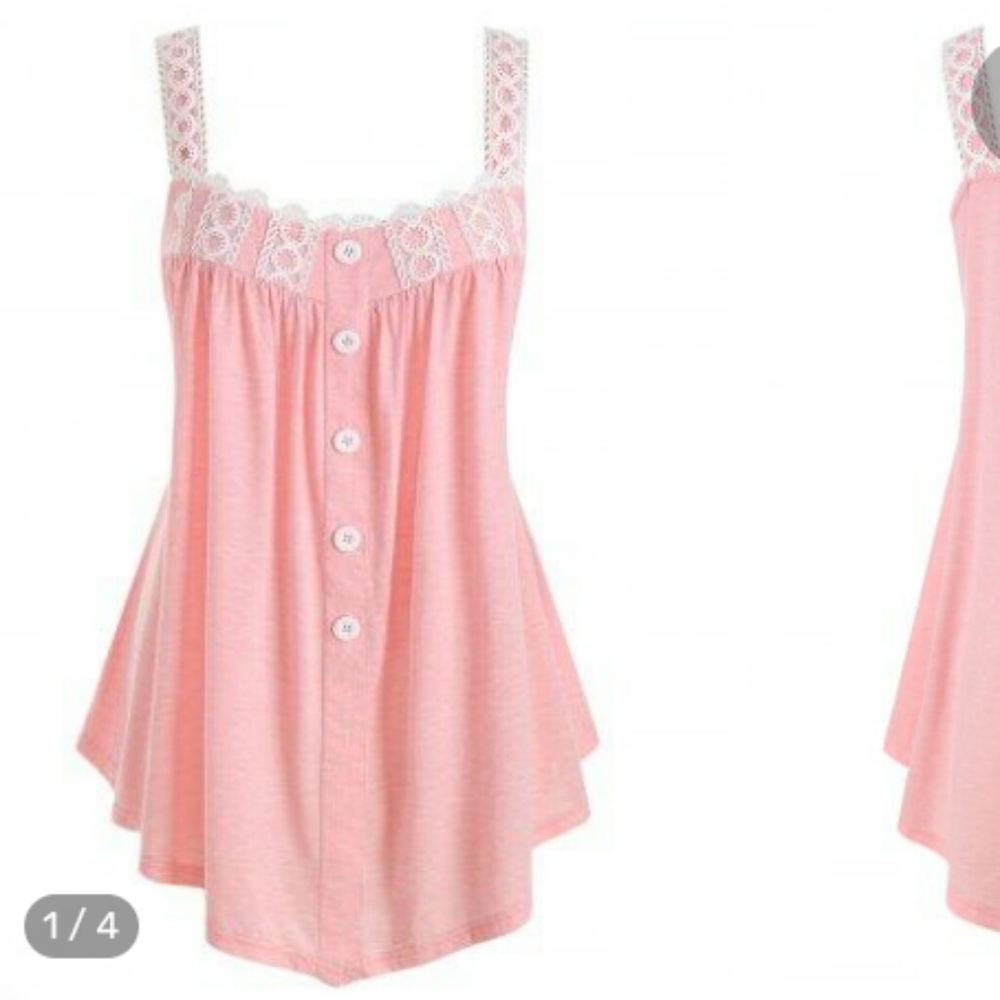 NWT Pink Tunic Contrast Square Collar Tank Top 1X